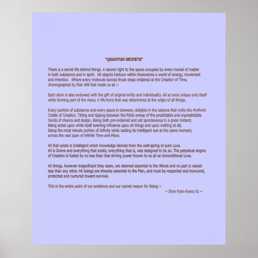 "QUANTUM SECRETS" © Prosa Print or Poster (Vorne)