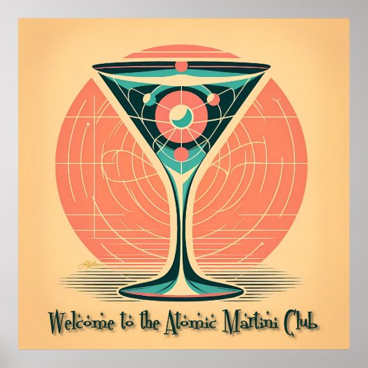 Quantum-Verschränkung Atomic Martini Club Cocktail Poster (Vorne)