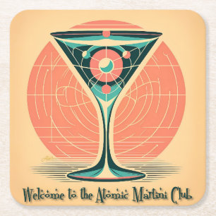 Quantum-Verschränkung Atomic Martini Club Cocktail Rechteckiger Pappuntersetzer