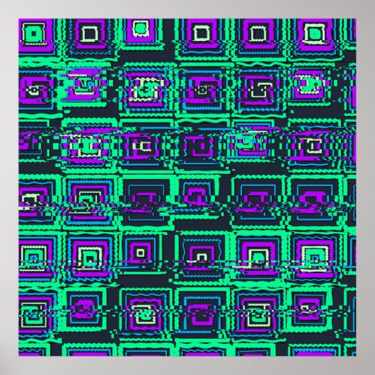 Quantumphysics Geometric Glitch Pattern  Poster (Vorne)