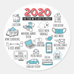 Quarantäne 2020 Jahr zum Gedenken Runder Aufkleber