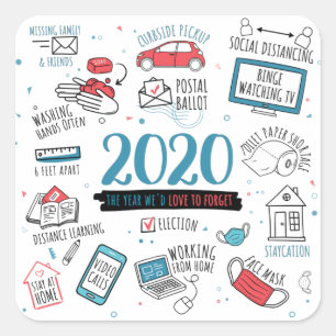 Quarantäne 2020 Lockdown-Gedenkfeiern Quadratischer Aufkleber