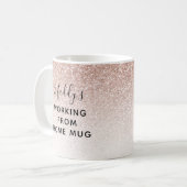 Quarantäne aus dem Zuhause Custom Pink Glitzer Kaffeetasse (Vorderseite Links)