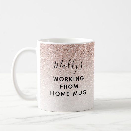 Quarantäne aus dem Zuhause Custom Pink Glitzer Kaffeetasse (Links)