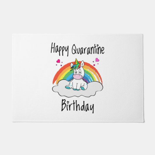 Quarantäne Birthday Unicorn Regenbogen Fußmatte (Vorderseite)