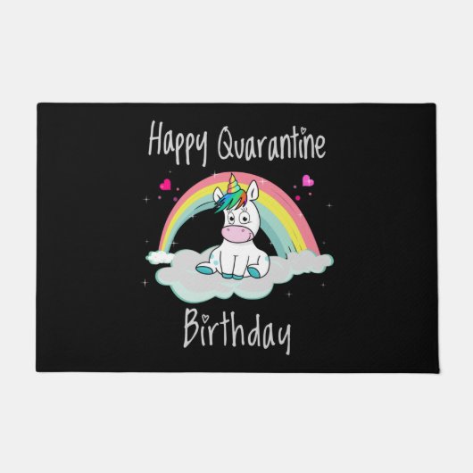 Quarantäne Birthday Unicorn Regenbogen Fußmatte (Vorderseite)