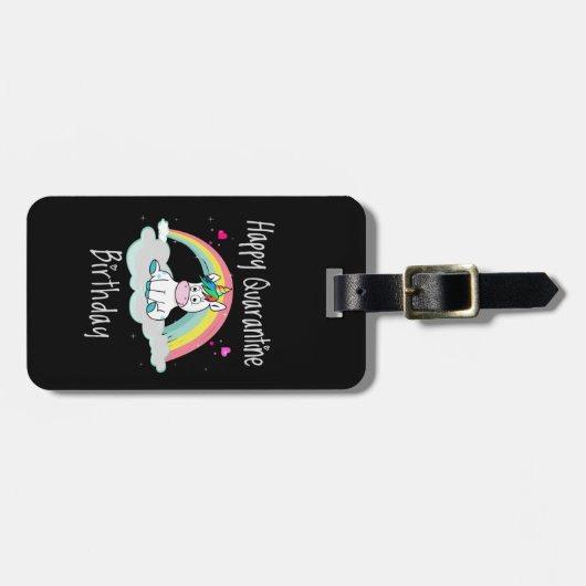 Quarantäne Birthday Unicorn Regenbogen Gepäckanhänger (Vorderseite horizontal)