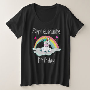 Quarantäne Birthday Unicorn Regenbogen Große Größe T-Shirt