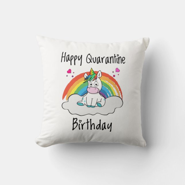 Quarantäne Birthday Unicorn Regenbogen Kissen (Vorderseite)