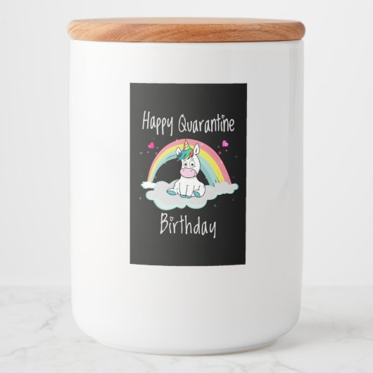 Quarantäne Birthday Unicorn Regenbogen Lebensmitteletikett (Vorderseite)