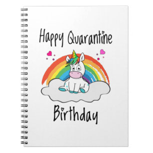 Quarantäne Birthday Unicorn Regenbogen Notizblock