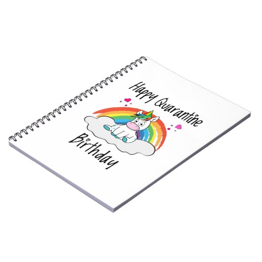 Quarantäne Birthday Unicorn Regenbogen Notizblock (Linke Seite)