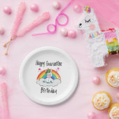 Quarantäne Birthday Unicorn Regenbogen Pappteller (Party)