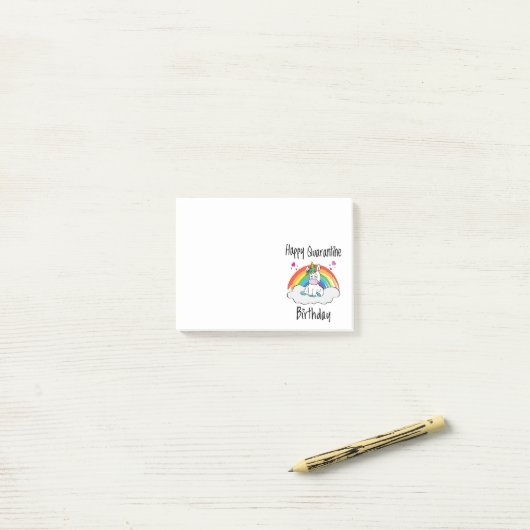 Quarantäne Birthday Unicorn Regenbogen Post-it Klebezettel (Auf Schreibtisch)