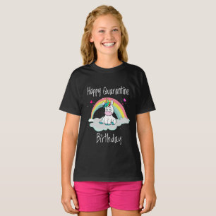 Quarantäne Birthday Unicorn Regenbogen T-Shirt