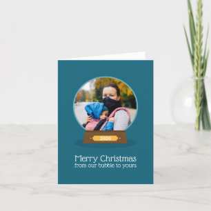 Quarantäne Blase Merry Christmas Foto Feiertagskarte