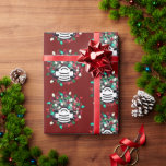 Quarantäne Christmas Lit Covid Pathogen   Mask Red Geschenkpapier<br><div class="desc">Dieses fröhliche Urlaubspapier enthält einen sars-cov-2 covid-19 Viruspathogen,  verpackt in Retro-Multicolor-Saitenlampen und mit einer Gesichtsmaske . sehr Weihnachten 2020 passend</div>