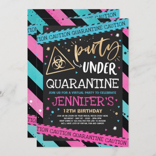 Quarantäne der Einladung zur Geburtstagspartei Vir (Vorne/Hinten)