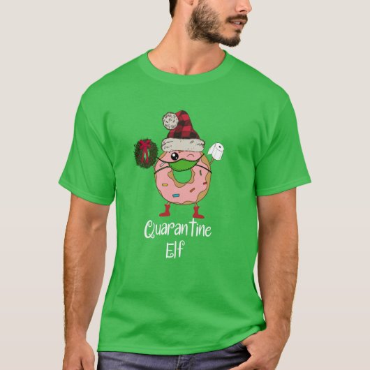 Quarantäne Elf Funny Christmas Masked Donut T-Shirt (Vorderseite)