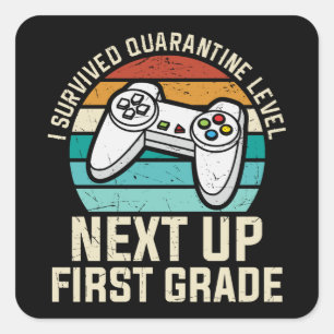 Quarantäne Erster Schullehrer Kinder Gamer Quadratischer Aufkleber