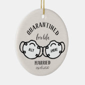 Quarantäne Newlyweds Pandemic-Face-Mask Keepake Keramik Ornament (Rechts)