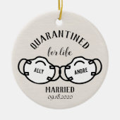 Quarantäne Newlyweds Pandemic-Face-Mask Keepake Keramik Ornament (Vorne)