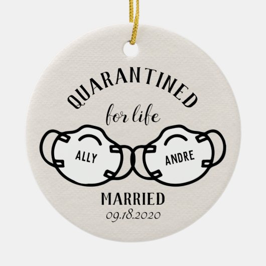 Quarantäne Newlyweds Pandemic-Face-Mask Keepake Keramik Ornament (Vorne)