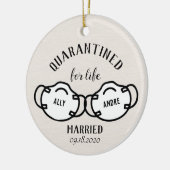 Quarantäne Newlyweds Pandemic-Face-Mask Keepake Keramik Ornament (Links)