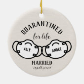 Quarantäne Newlyweds Pandemic-Face-Mask Keepake Keramik Ornament (Hinten)