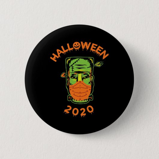 Quarantäne-o-ween frankenstein with Mask' Collecta Button (Vorderseite)