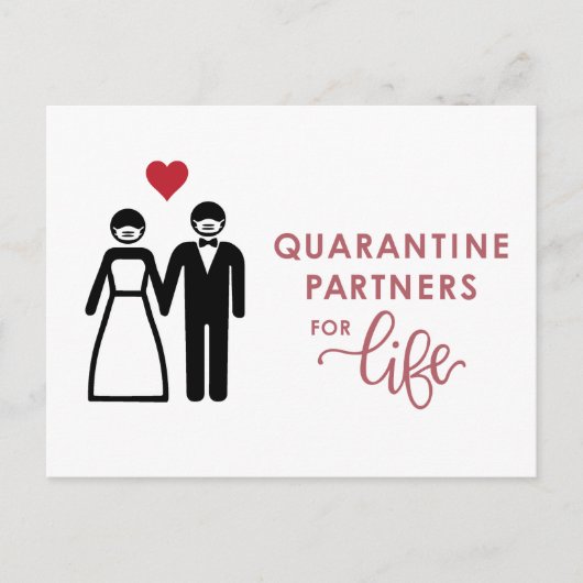 Quarantäne-Partner für das Leben | Rosa Ankündigungspostkarte (Vorderseite)