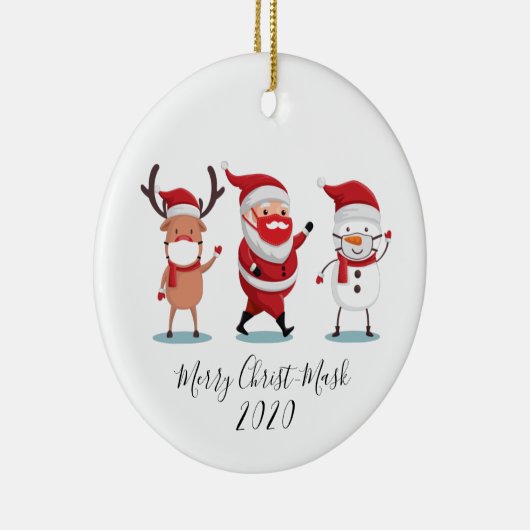 Quarantine 2020 Merry Christmask Script Keramik Ornament (Rechts)