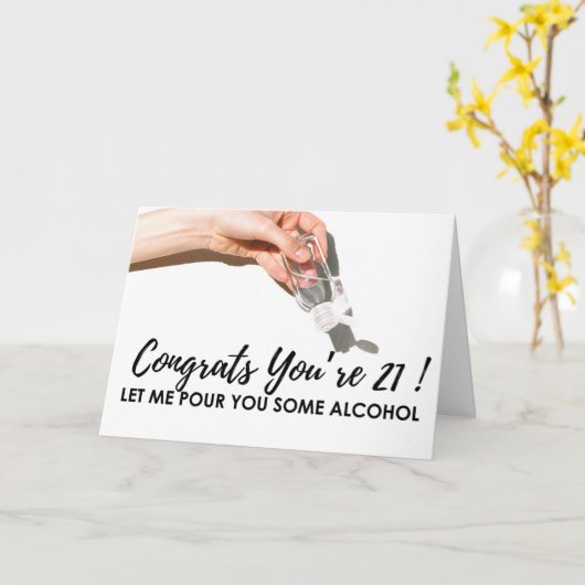 Quarantine 21 Birthday Card Funny Hand Sanitizer Karte (Gelbe Blume)