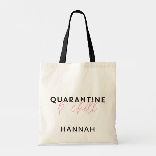 Quarantine and chill modern fun typography tragetasche (Rückseite)