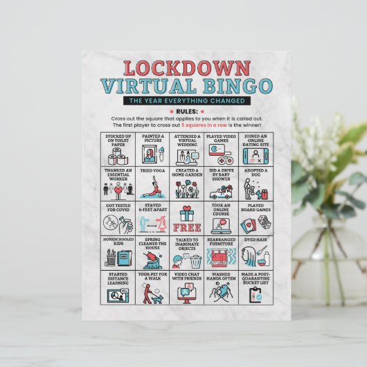 Quarantine Bingo Lockdown Activities (Stehend Vorderseite)
