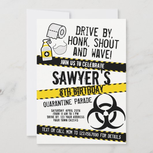 Quarantine Birthday Parade Einladung (Vorderseite)