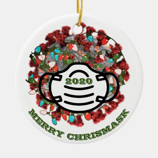 Quarantine Christmas Tree 2020 Lit Covid Pathogen Keramik Ornament (Vorne)