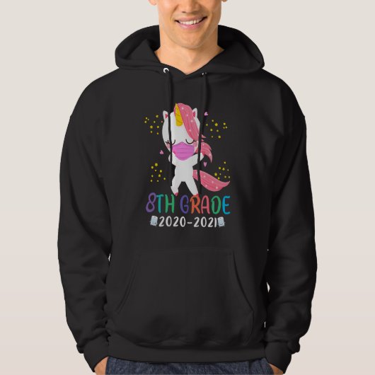 Quarantine Dabbing 8th grade Unicorn Back to Schoo Hoodie (Vorderseite)