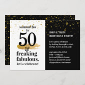 Quarantine Drive Thru 50 und Fabulous Birthday Einladung (Vorne/Hinten)