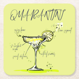 Quarantini Social Isolation Cocktail Rezept Rechteckiger Pappuntersetzer