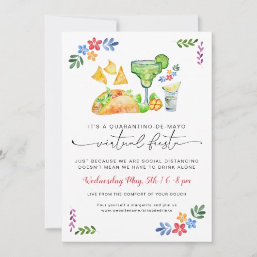 Quarantino-de-Mayo | Virtual Cinco-de-Mayo-Party Einladung (Vorderseite)
