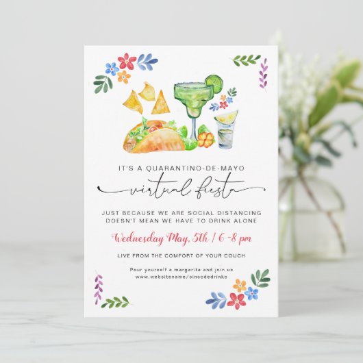 Quarantino-de-Mayo | Virtual Cinco-de-Mayo-Party Einladung (Stehend Vorderseite)