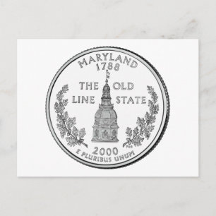 Quarter-Dollar-Münze von Maryland Postkarte
