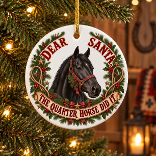 Quarter Horse hat es getan Schwarzes Pferd Weihnac Keramik Ornament
