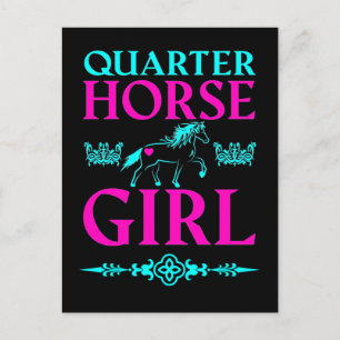 Quarter Horse Mädchen in Aqua und Pink Postkarte
