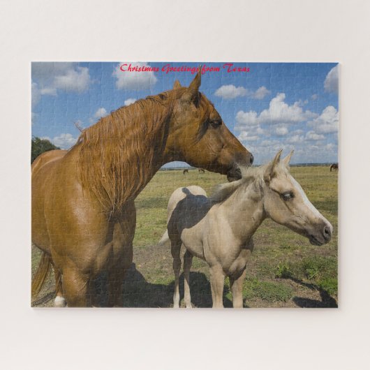 Quarter Horses Texas.Christmas Grüße Puzzle (Horizontal)
