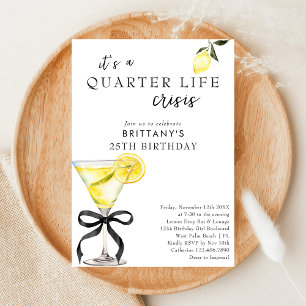 Quarter Life Crisis Lemon Martini 25. Geburtstag Einladung