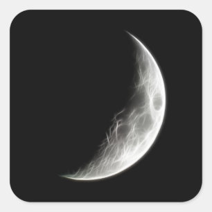 Quarter Moon Lunar Planet Globe Quadratischer Aufkleber