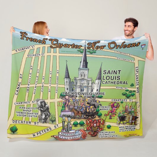 Quarter New Orleans Cartoon Fleece Blanket (Beispiel)