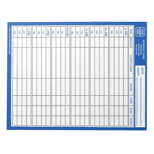 Quarter Stündliche Messe Service Anmeldeformular Notizblock (Vorderseite)